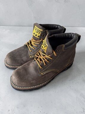 Vintage Roots Tuff Made in Canada Men’s Dark Brown Leather Work Boots Size 10